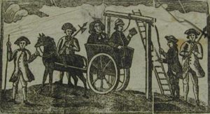 Contemporary print of the hanging of Margaret Dickson